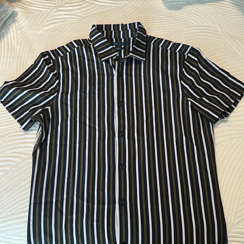 Perry Ellis slim fit stretch button up stripped shirt